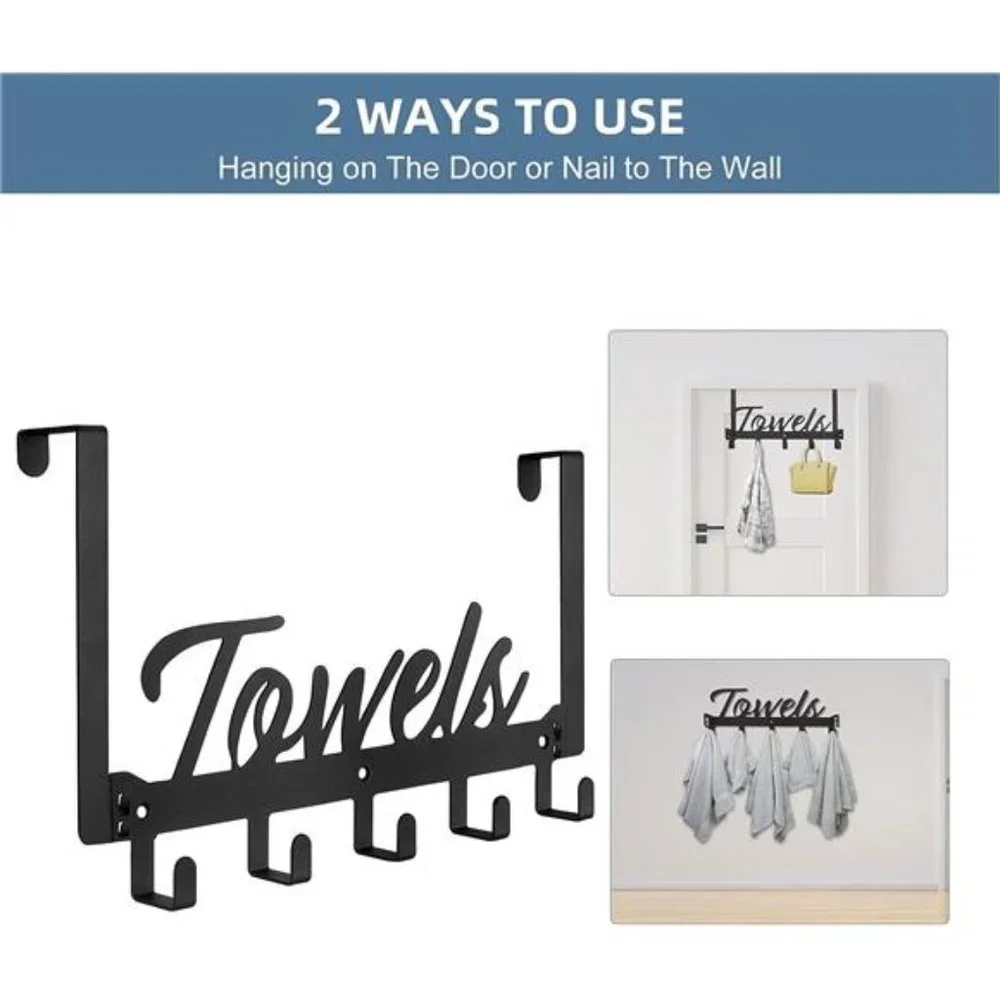 Over The Door Hooks Towel Rack for Bathroom Towel Holder for Hanging Heavy Duty